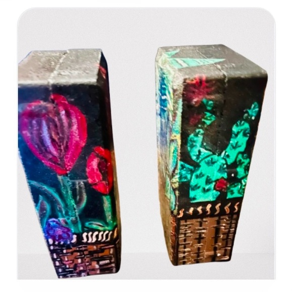 Original MixMatched Design FloralBotanical Hand Painted Book Ends/DoorStops 2021 - Picture 4 of 5